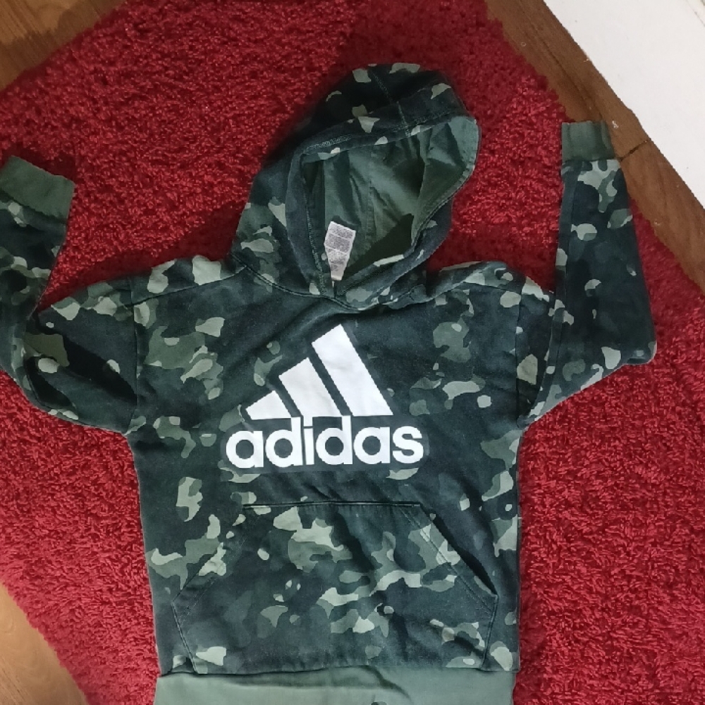 Adidas Kids Green Camo Hoodie